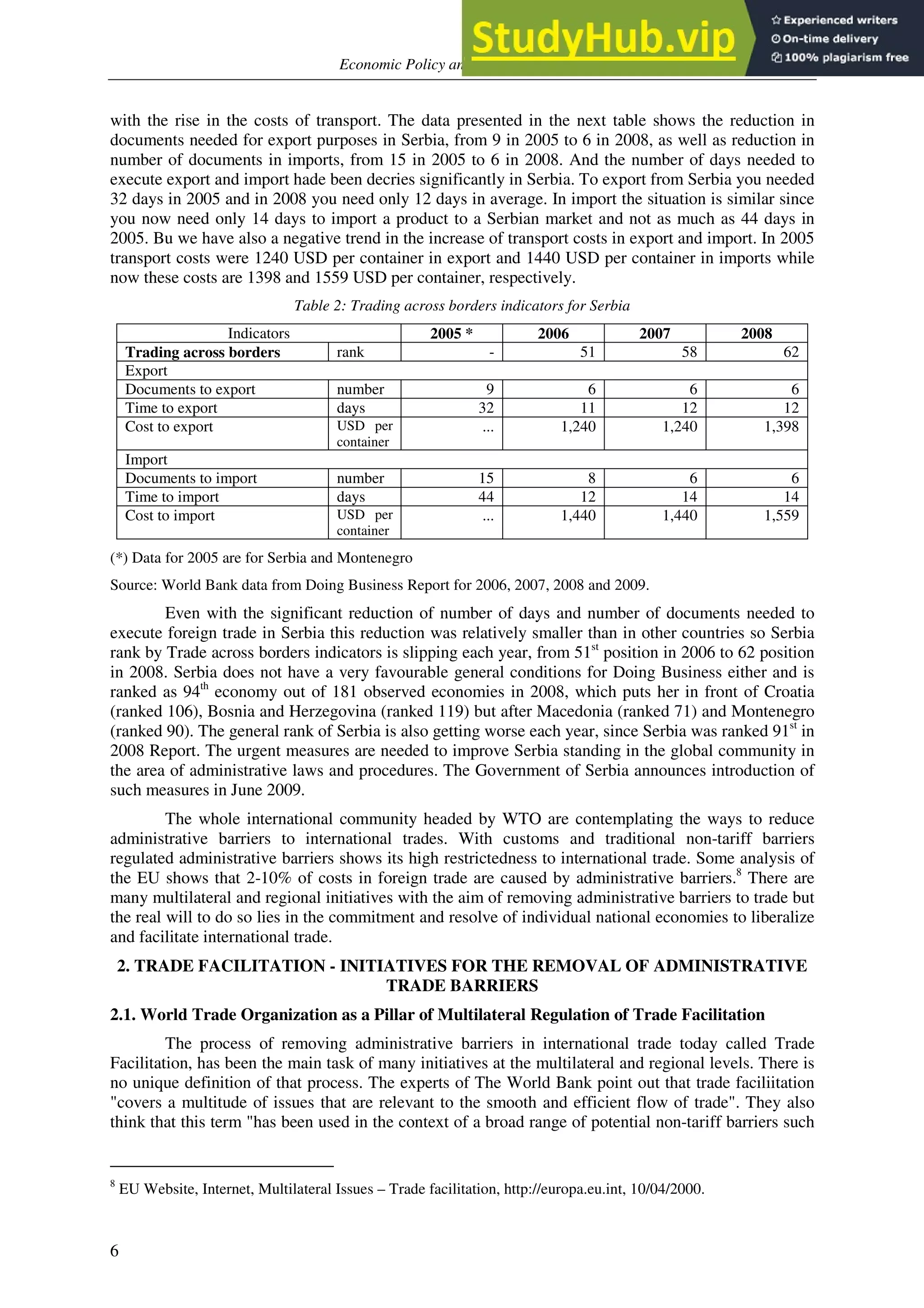 Administrative Barriers And Trade Facilitation | PDF