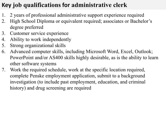 Administrative clerk job description | PPT