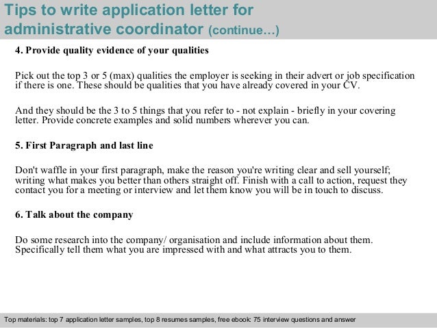cover letter for administrative coordinator