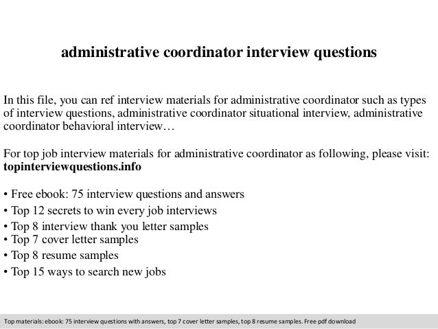 administrative coordinator interview questions in this file you can ref interview materials for administrative coordinat - Sample Resume Of Administrative Coordinator administrative coordinator interview questions in this file you can ref interview materials for administrative coordinat - Sample Resume Of Administrative Coordinator