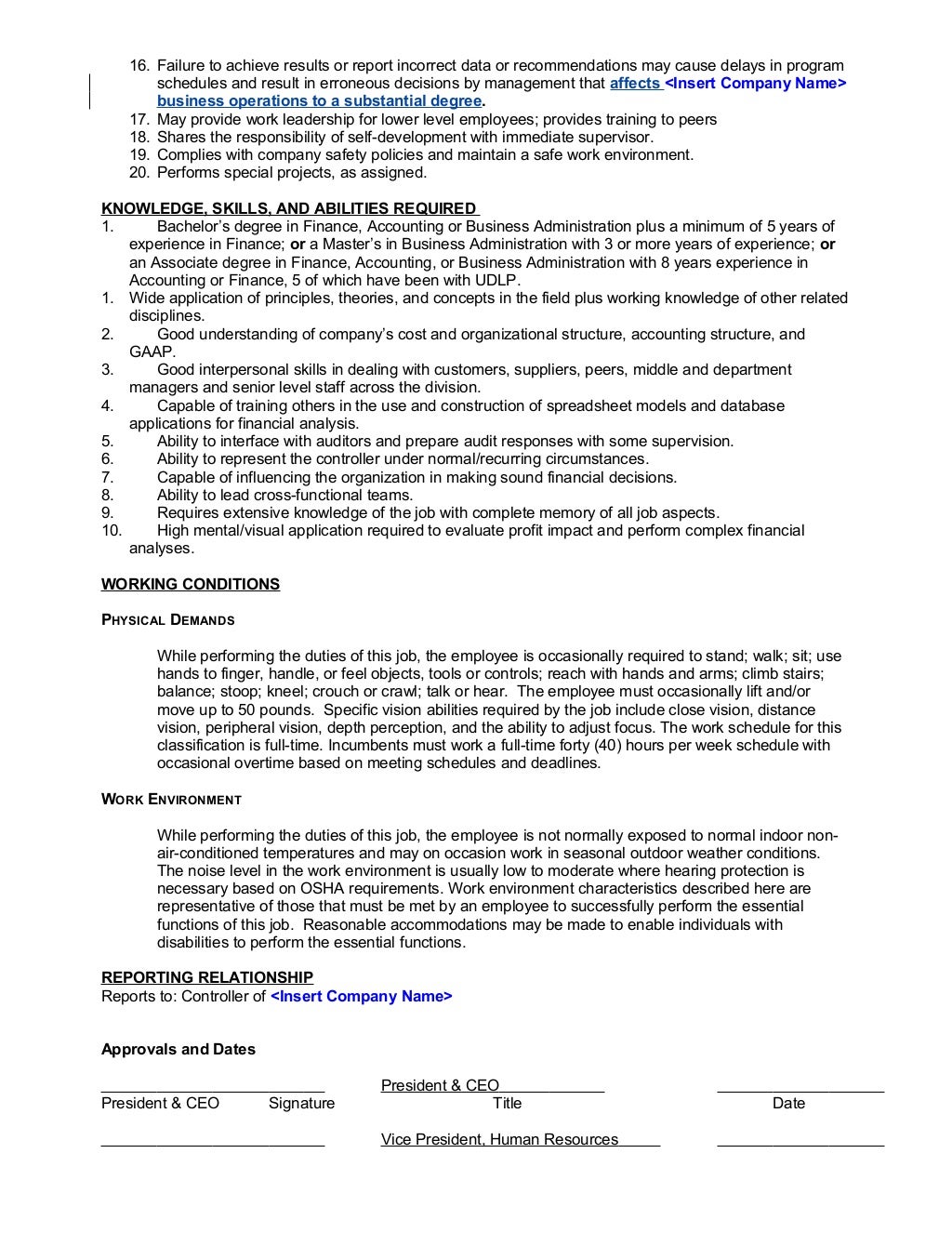 FLSA Administrative Exemption (Job Description Checklist)