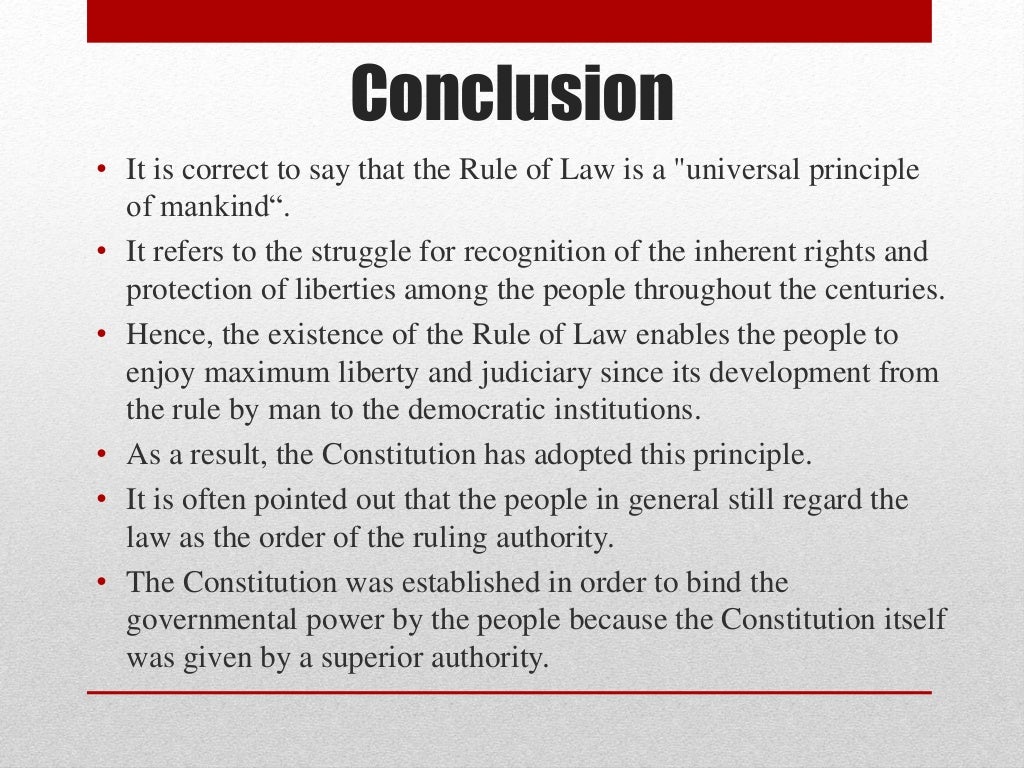 The many meaning of the Rule Of Law Constitutional Law