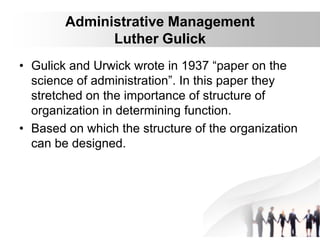 Urwick Administrative management (lec 4) | PDF