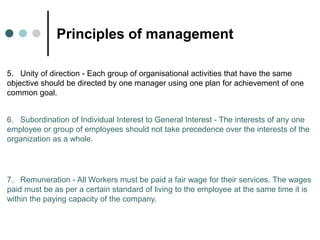 Principles of management
5. Unity of direction - Each group of organisational activities that have the same
objective shou...