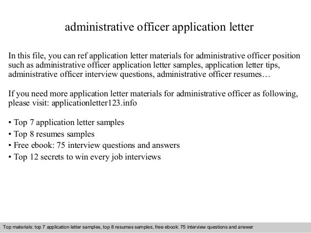 Job Application Letter For Administrative Officer Yorte