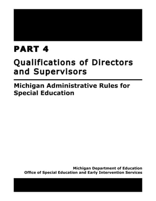 Michigan Administrative Rules for Special Education