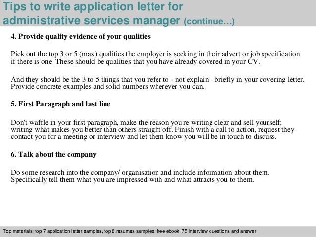 Administrative Services Manager Application Letter