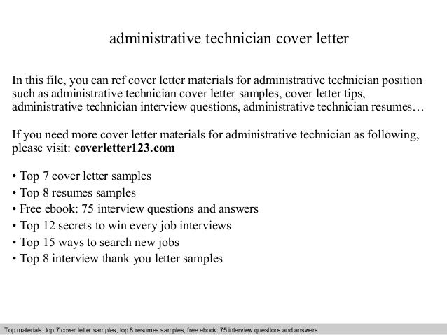 administrative technician cover letter administrative cover letter sample