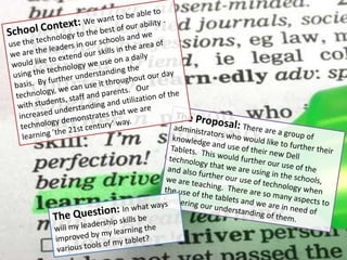 1. Visionary Leadership. Educational Administrators inspire and lead development and implementation of a shared visionfor comprehensive integration of technology to promote excellence and support transformation throughout the organization.NETS for Administrators: National Educational Technology Standards for Administrators, ©2009, ISTE® (International Society for Technology in Education), www.iste.org. All rights reserved.