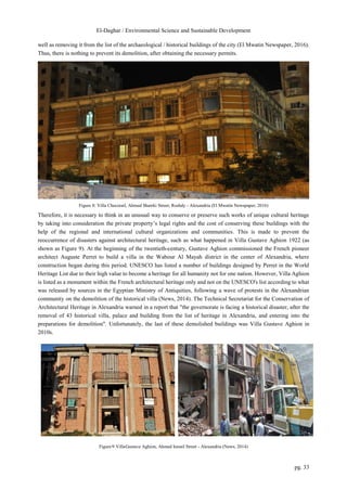 Conservation Techniques of Architectural Heritage and Private Property Legal Rights –Case Study Alexandria, Egypt