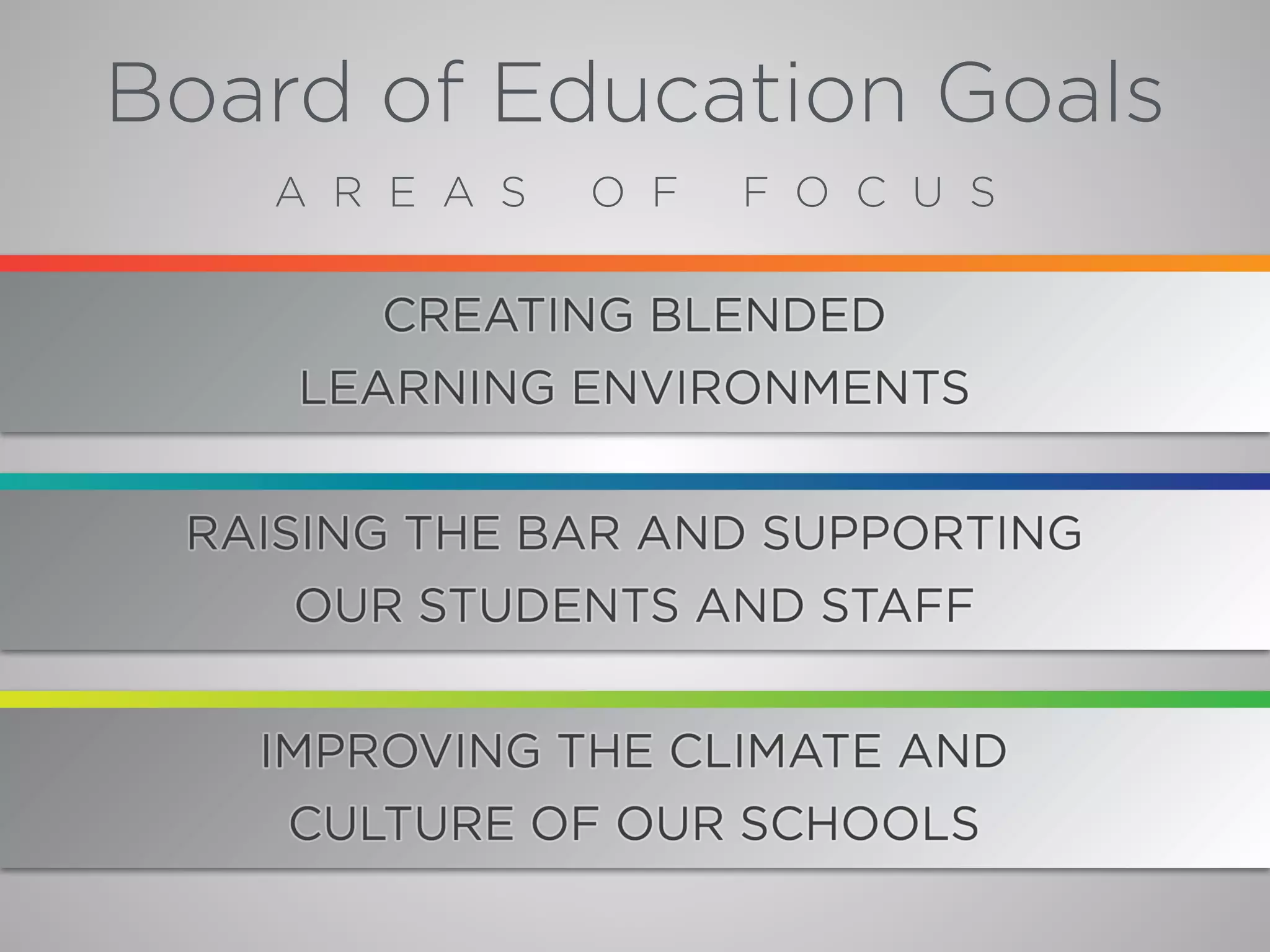 Board of Education Goals
A R E A S O F F O C U S
 