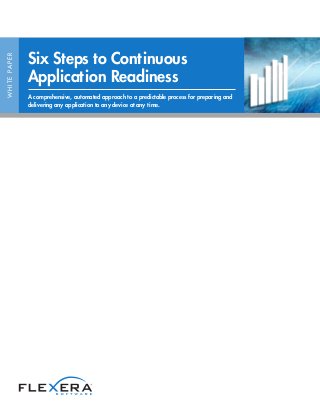 WHITEPAPER
Six Steps to Continuous
Application Readiness
A comprehensive, automated approach to a predictable process for preparing and
delivering any application to any device at any time.
 