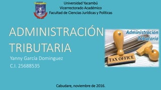Yanny García Dominguez
C.I. 25688535
Universidad Yacambú
Vicerrectorado Académico
Facultad de Ciencias Jurídicas y Políticas
Cabudare, noviembre de 2016.
 