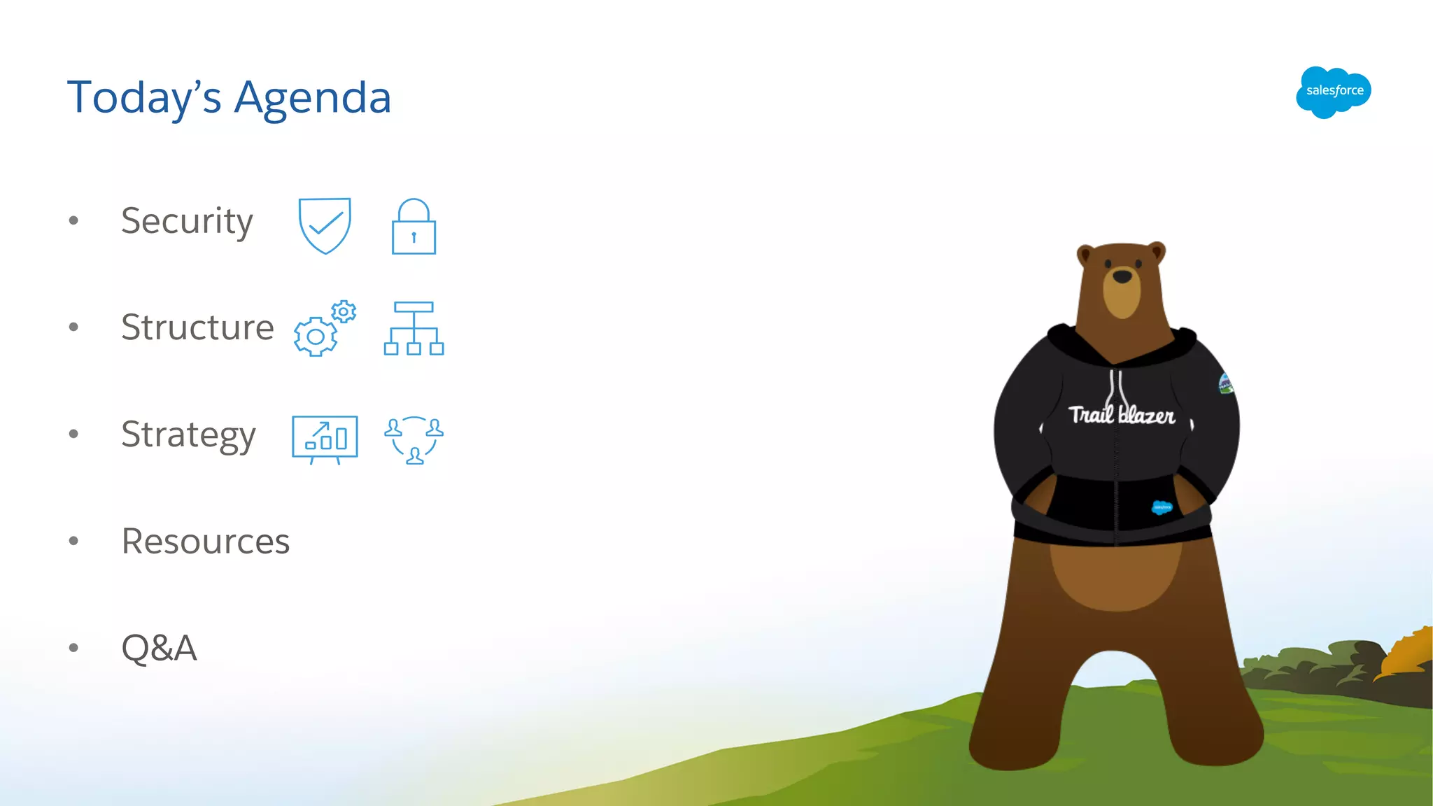 Today’s Agenda
• Security
• Structure
• Strategy
• Resources
• Q&A
 