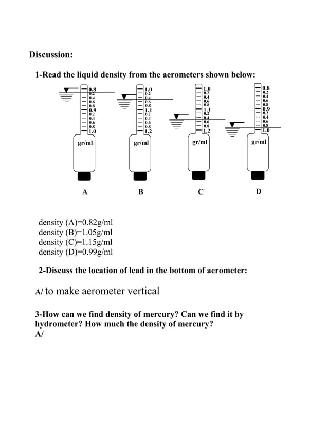 fluid lab. no.1 Aerometer or Hydrometer | PDF | Chemistry | Science