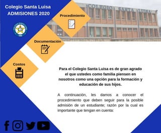 Admisiones 2020 Colegio Santa Luisa