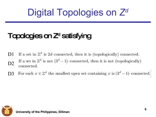 Digital Topologies on  Z d D1 D2 D3 Topologies on Z d  satisfying 