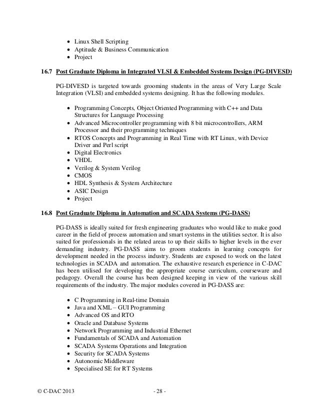 Post Graduate Diploma In Embedded System Design Post Graduate Diploma In Embedded System Design