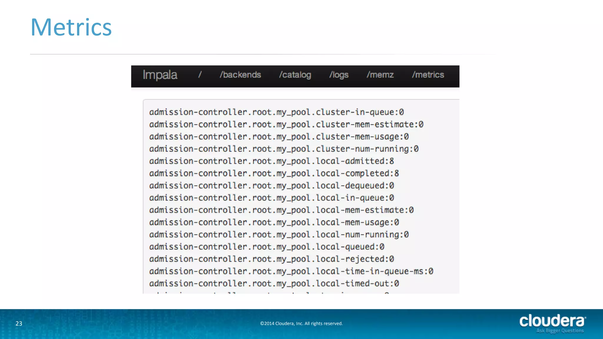 23 ©2014 Cloudera, Inc. All rights reserved.
Metrics
 