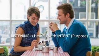 LISTENING is Hearing with INTENT (Purpose)
 