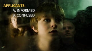 APPLICANTS:
A. INFORMED
B. CONFUSED
 