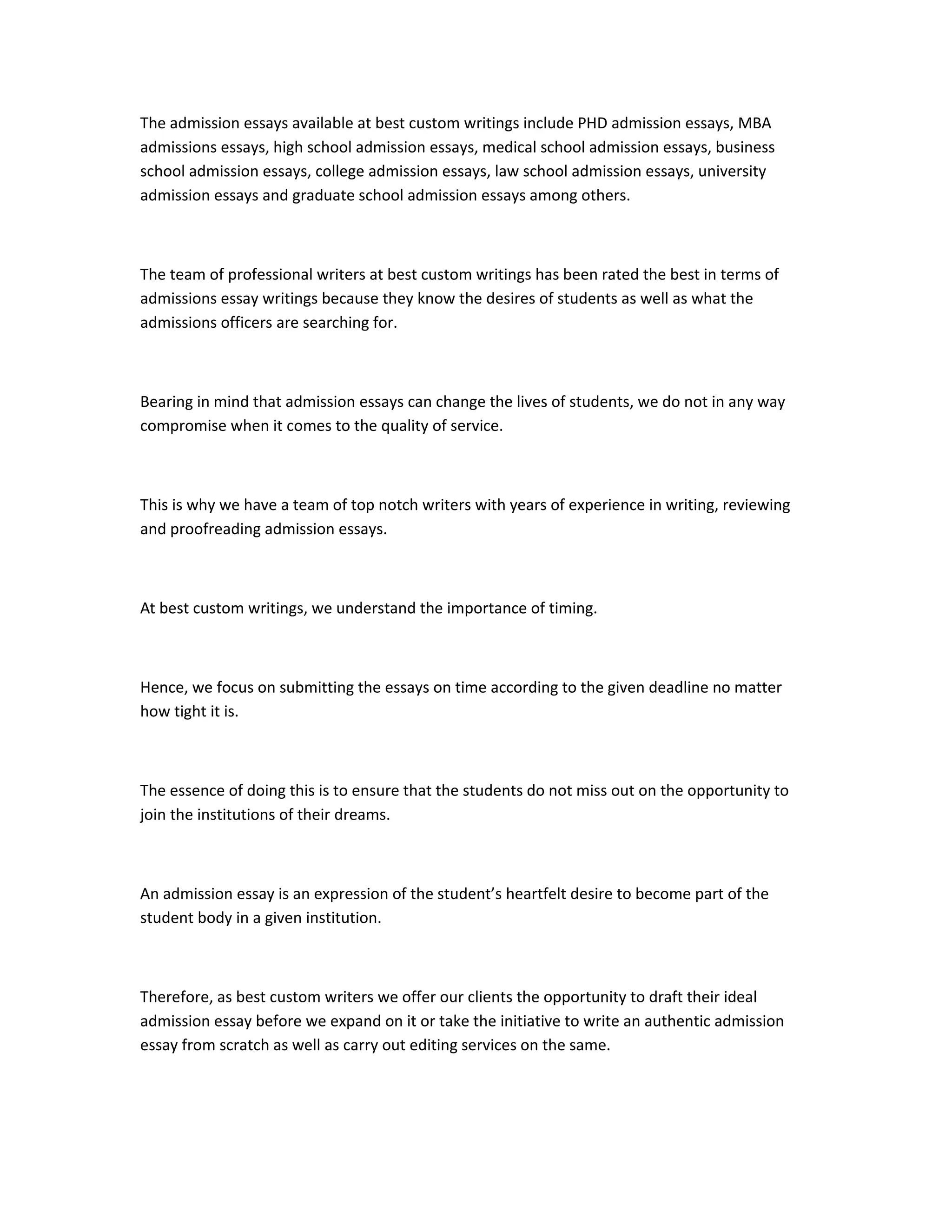 Admission essay writing PDF