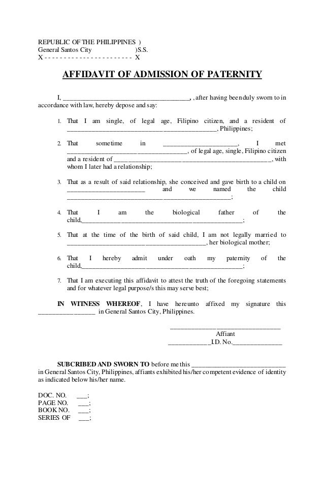 Affidavit of Admission of paternity