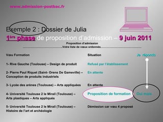 Les vœux doivent être classés par  ordre de préférence Consulter le  guide national du candidat  sur la page d’accueil du portail unique www.admission-postbac.fr   