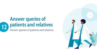 Answer queries of
patients and relatives
Answer queries of patients and relatives
12
 