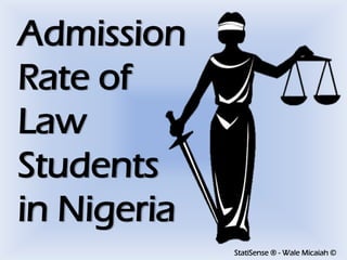 StatiSense ® - Wale Micaiah ©
Admission
Rate of
Law
Students
in Nigeria
 