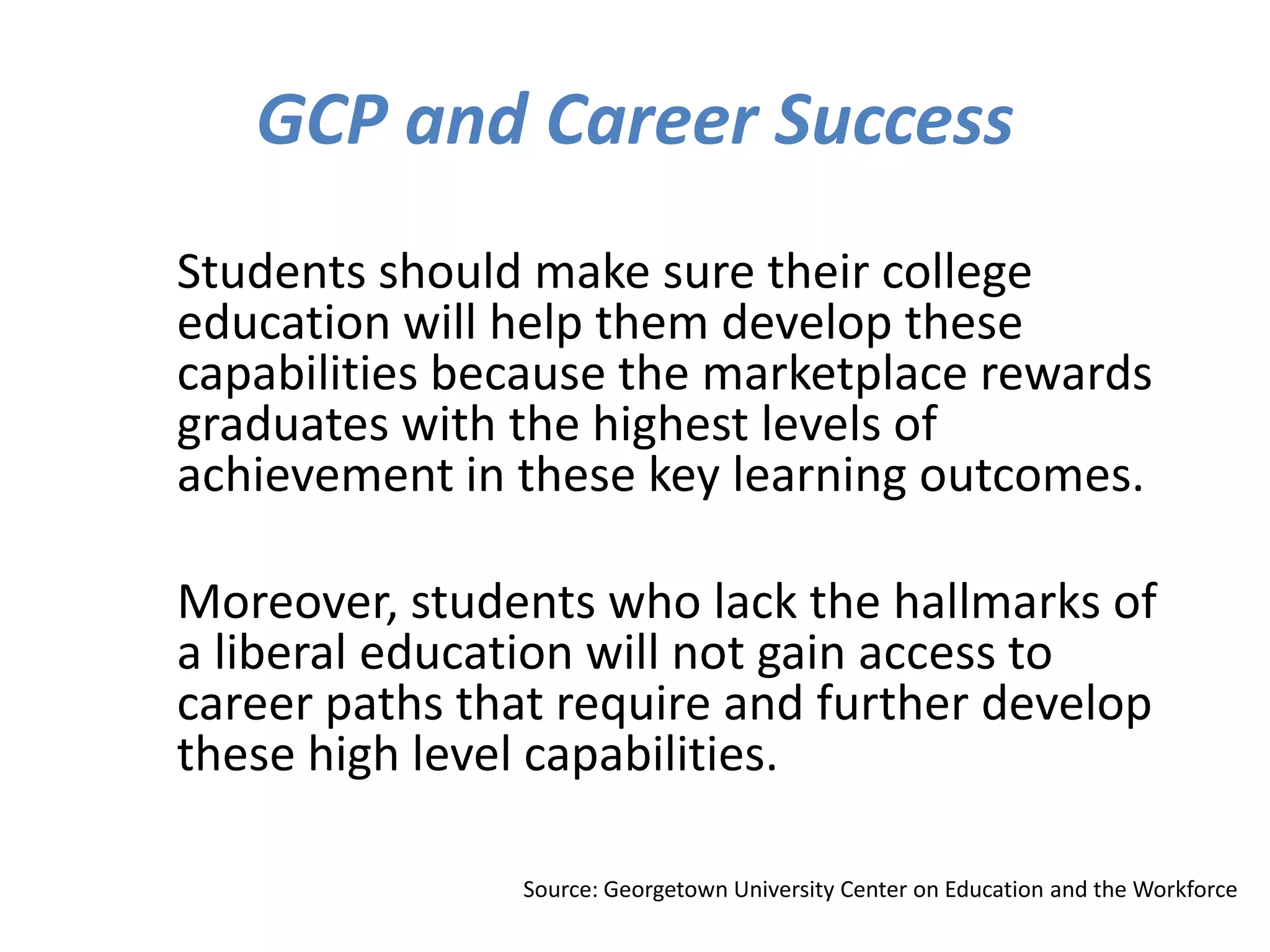 Things we learnedRaising the Bar: Employers’ Views on College Learning in the Wake of the Economic Downturn,Hart Research Associates, for the AAC&U, January, 2010