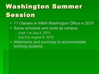 Washington Summer Session 