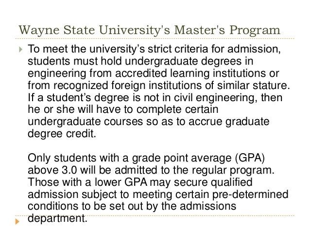 Wayne State University Msw Application Deadline Admission to Wayne State University's Competitive Master's Program