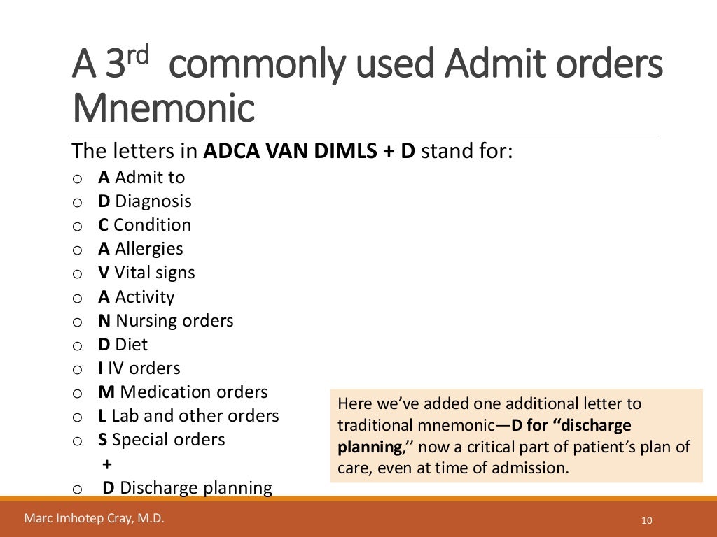 Admitting a Patient to the Hospital_Admit Orders