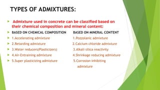 Comprehensive Guide to Concrete Admixtures: Types, Uses, and Benefits | PPT