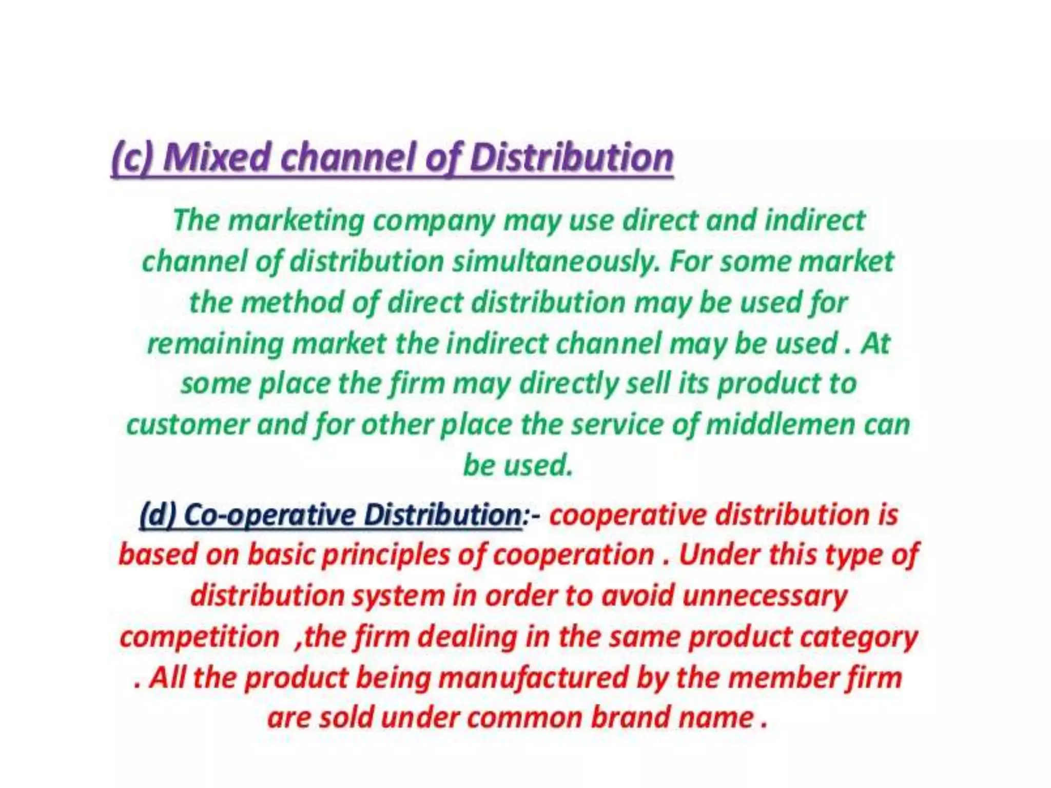 Channel distribution