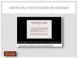 MEDICIÓN Y ESTÁNDARES DE TRABAJO
 
