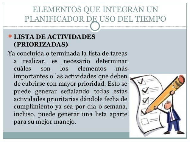 Elementos del Planificador - Admon. Tiempo