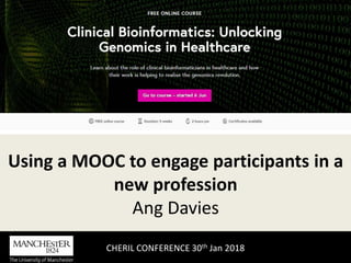 CHERIL CONFERENCE 30th Jan 2018
Using a MOOC to engage participants in a
new profession
Ang Davies
 