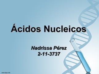 Ácidos NucleicosÁcidos Nucleicos
Nadrissa PérezNadrissa Pérez
2-11-37372-11-3737
 