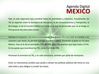 Urgencia de la Agenda Digital Mexicana, 2011