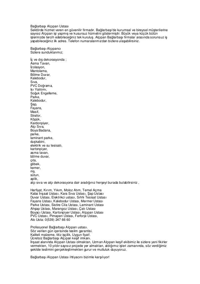 Baglarbasi Alcipan 0539 247 66 60 Baglarbasi Alcipanci Ustasi