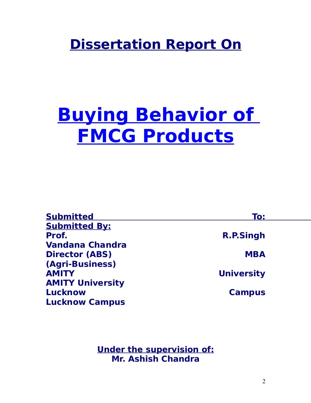 dissertation on buying behaviour of fmcg products