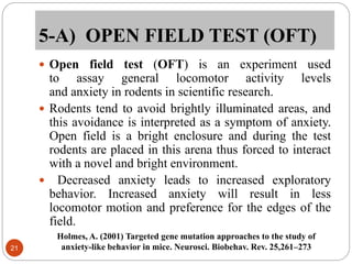 Open Field Test Image Animal models of Anxiety and depression (ADNAN KHAN) | PPTX