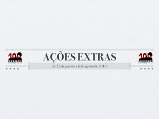 Mobile/Twitter - março

Adonirator. Digite uma
frase e o site Adoniriza pra
você: “Nós fomos” vira “Nóis
fumo”. E envie para os
amigos.

Aplicativo exclusivo para
iPhone gera frases de
Adoniran para cada ocasião.
 