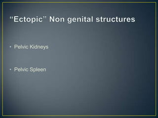 • Pelvic Kidneys



• Pelvic Spleen
 