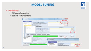 MODEL TUNING
25
• Differences:
• Off gases flow rates
• Bottom sulfur content
 
