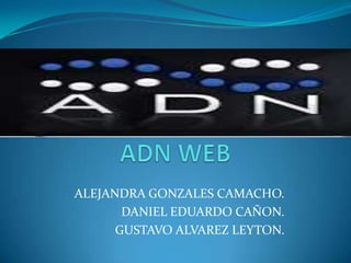 ADN WEB ALEJANDRA GONZALES CAMACHO. DANIEL EDUARDO CAÑON. GUSTAVO ALVAREZ LEYTON. 