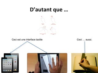 D’autant que …

Ceci est une interface tactile

Ceci … aussi.

 