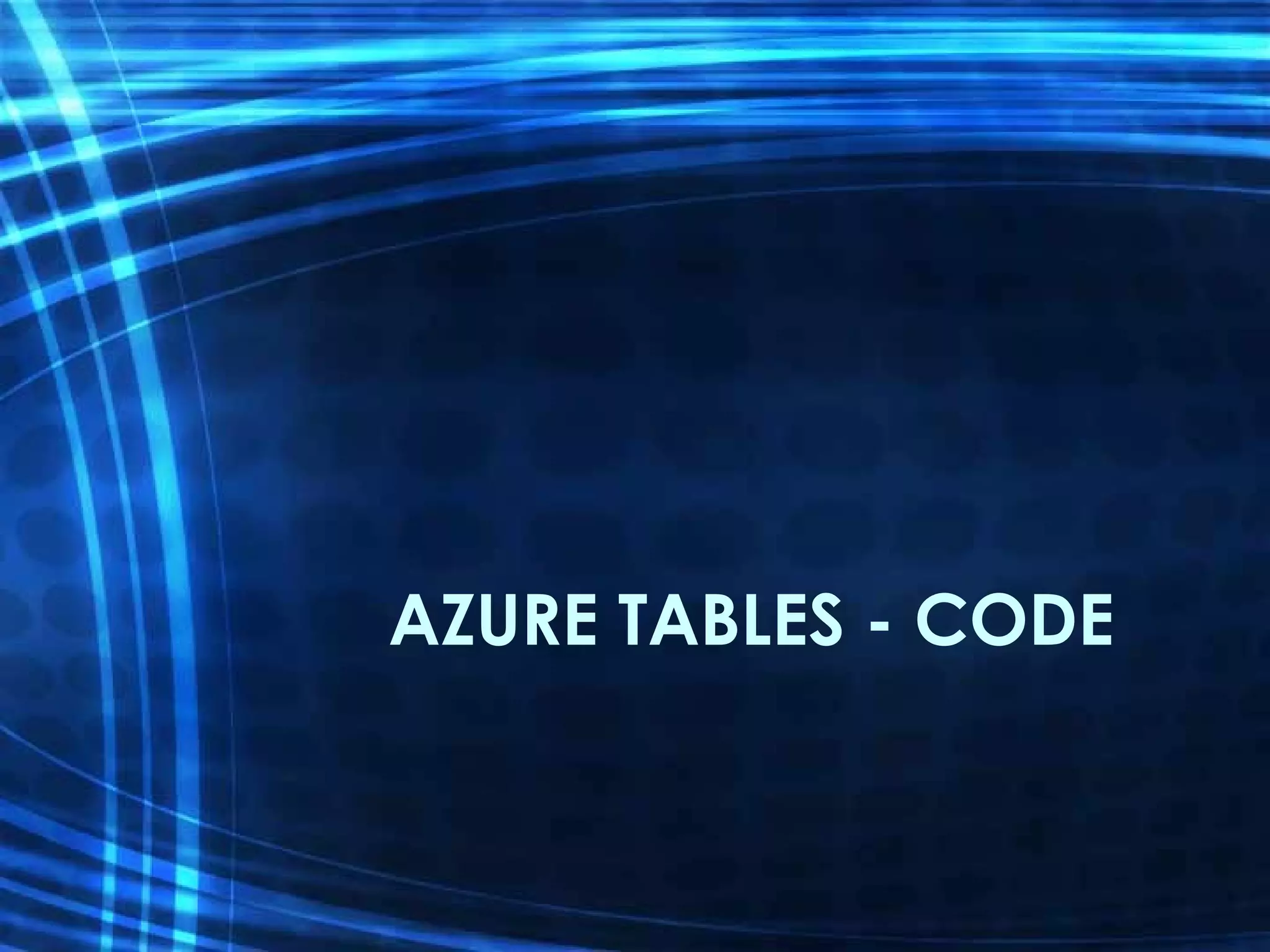 AZURE TABLES - CODE 